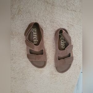 Pedro Garcia Taupe Suede Adjustable Strap Sandals